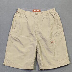 Simms Shorts Men's S Beige Nylon Cor3 Lightweight Stretch Waist Fishing Outdoor